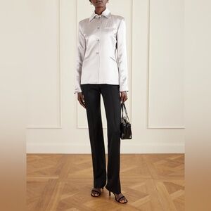 Kallmeyer New Luca Satin Twill Blazer Jacket Silver Size 8